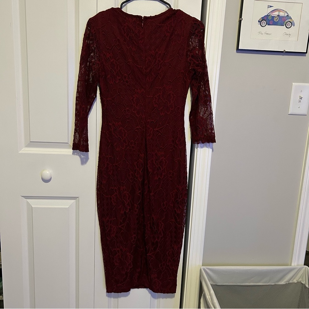Jessica Simpson Red Bodycon Dress with Bishop Sleeves - Picture 4 of 6
